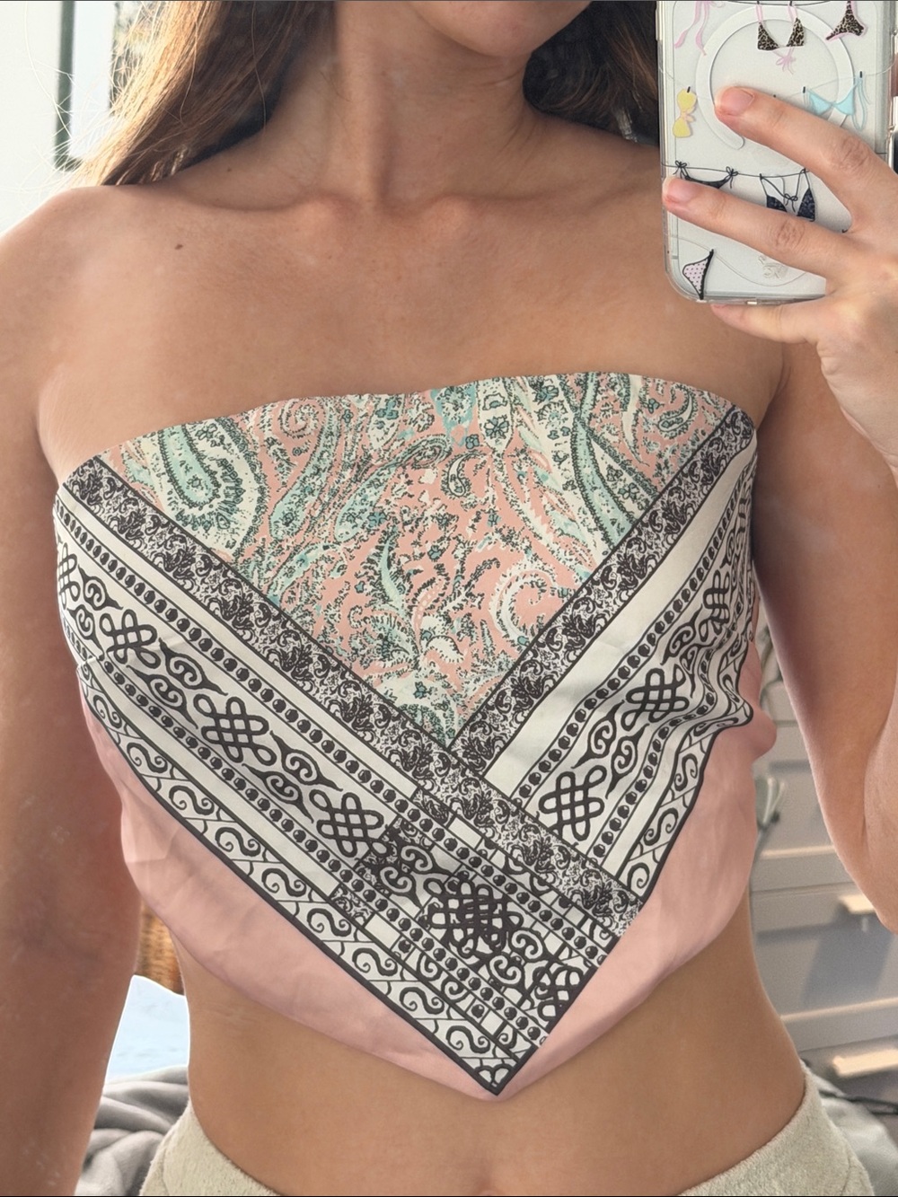 superdown Pink Paisley Bandana Crop Top
